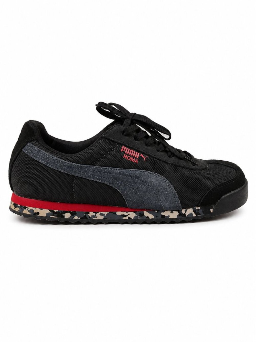 Puma Roma Classic Rugged Sneakers Mens Size 12 Black Red Low Top Camo Sole